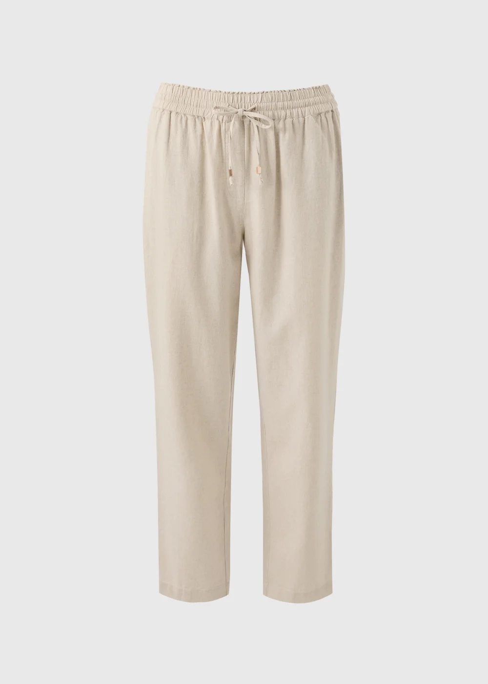 Oatmeal Linen Blend Tapered Trousers - 20 Image 4