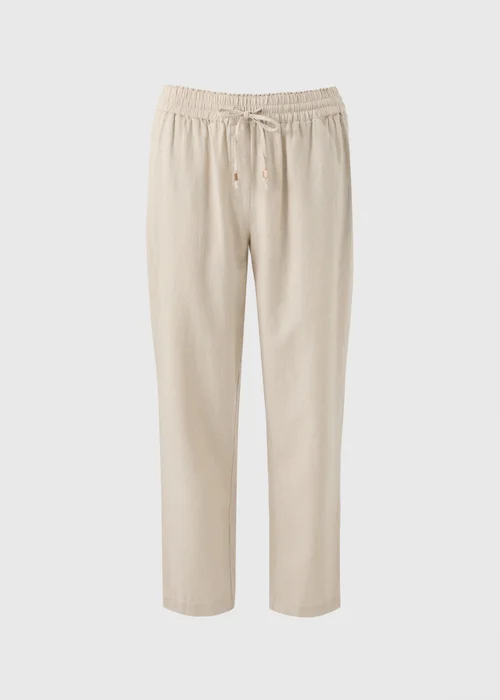 Oatmeal Linen Blend Tapered Trousers - 20 Image 4