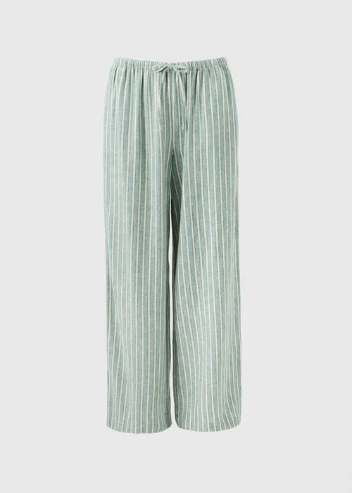 Green Stripe Linen Wide Leg Co Ord Trousers - 20/L31 Image 4