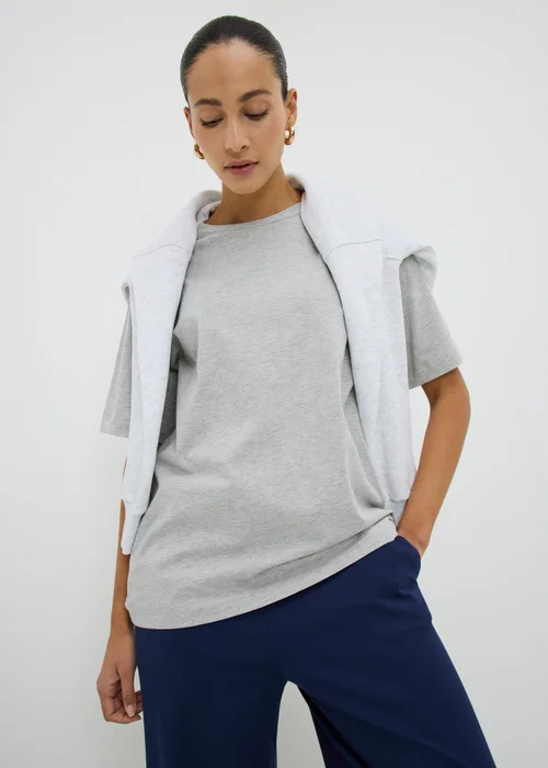 Grey Marl Oversized T-Shirt - S Image 1