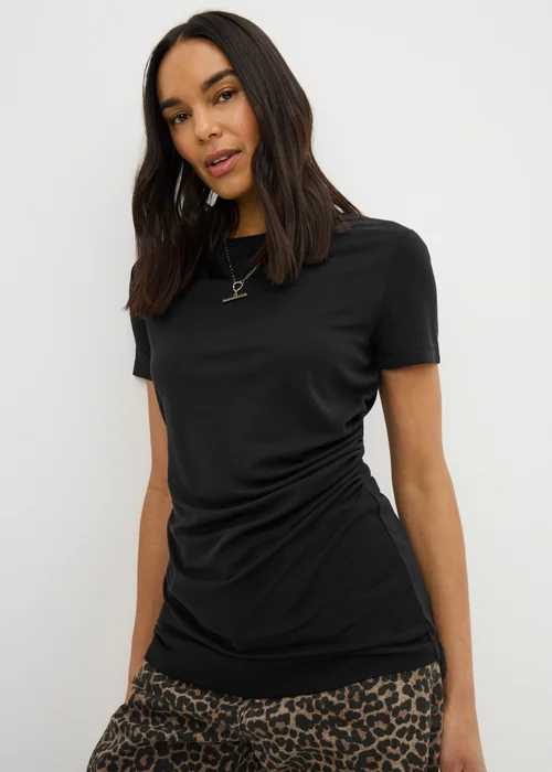 Black Short Sleeve Drape T-Shirt - 12 Image 1