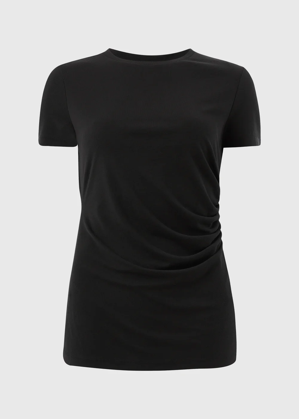 Black Short Sleeve Drape T-Shirt - 12 Image 4