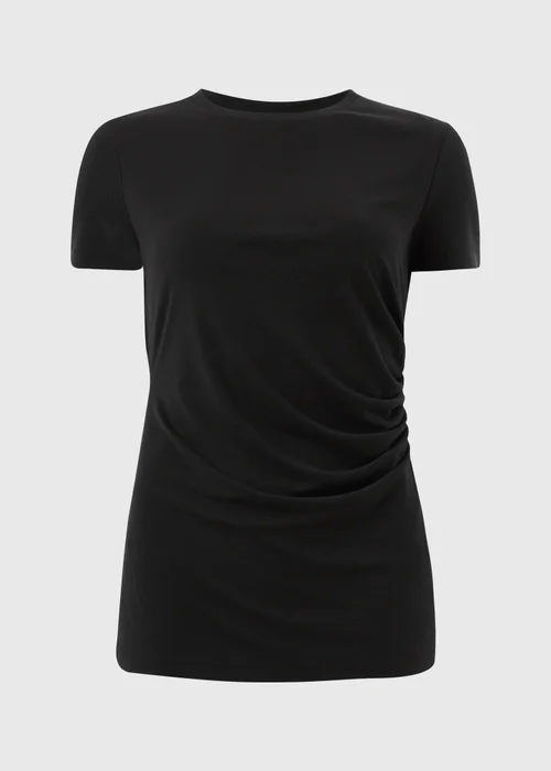 Black Short Sleeve Drape T-Shirt - 12 Image 4