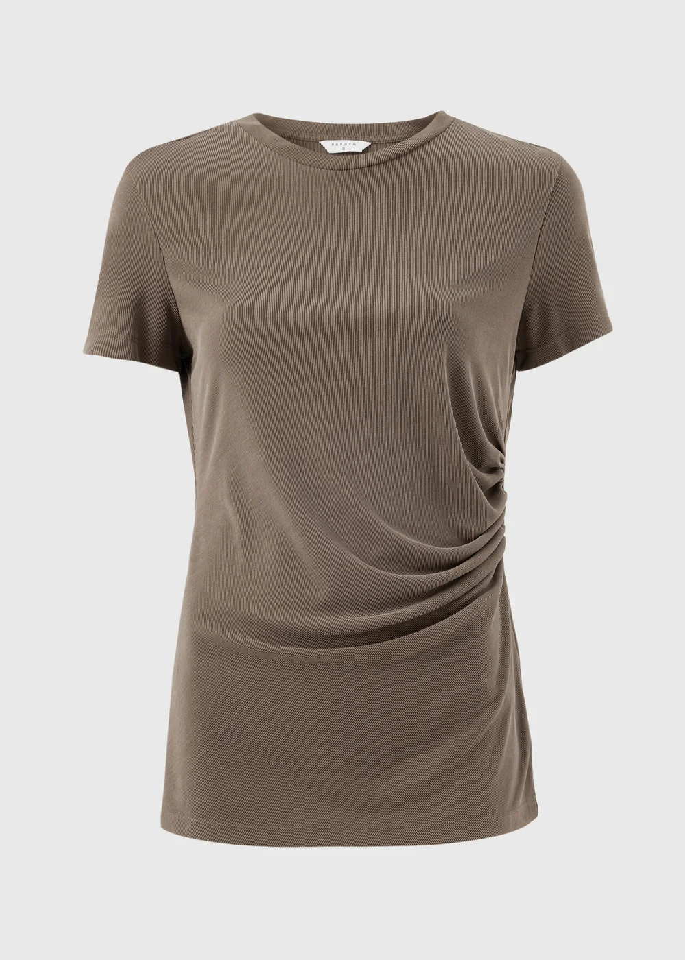 Brown Short Sleeve Drape T-Shirt - 22 Image 2
