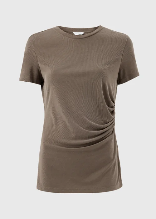 Brown Short Sleeve Drape T-Shirt - 22 Image 2