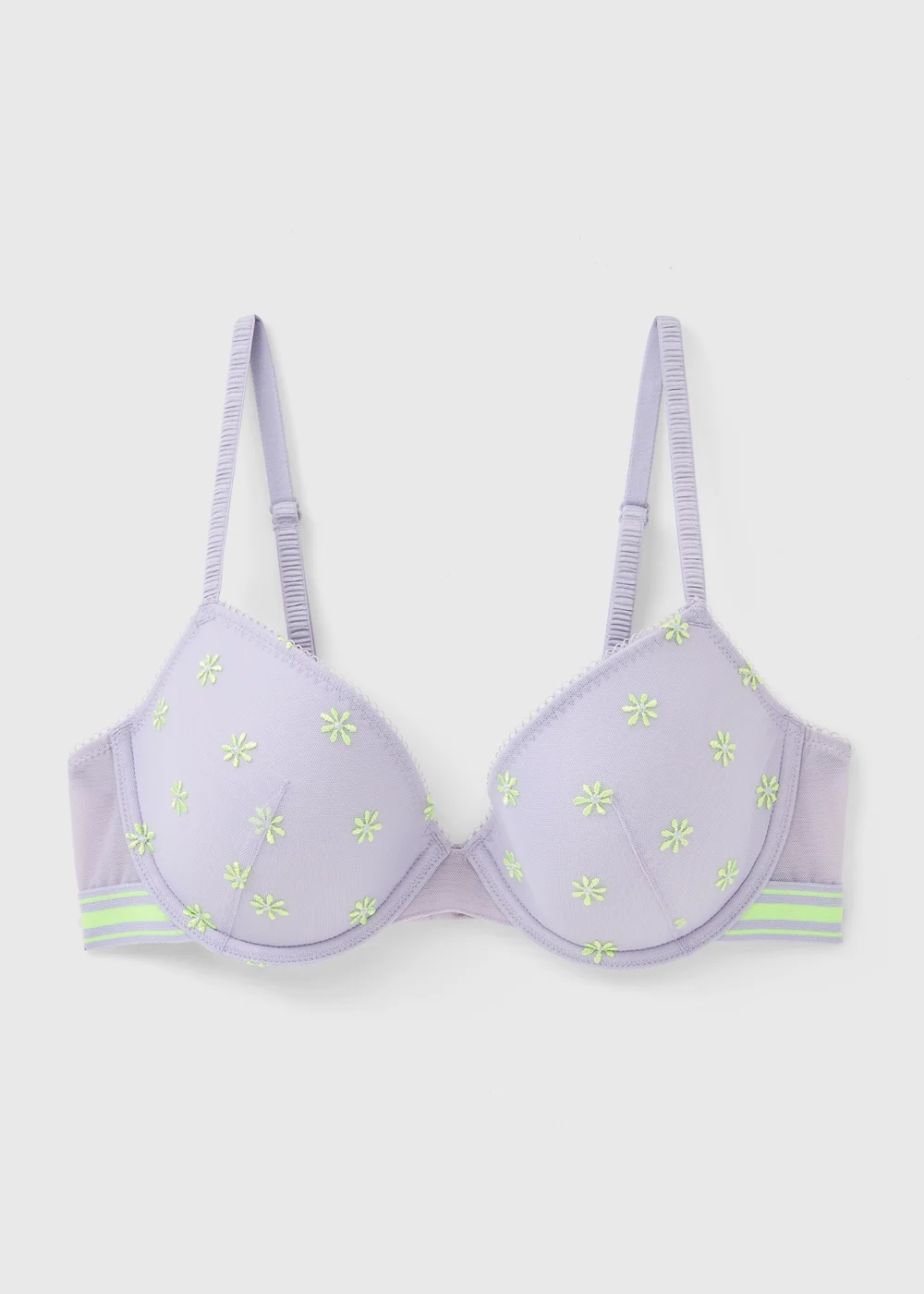 Blue Daisy Embroidered Mesh T-Shirt Bra - 32A Image 3