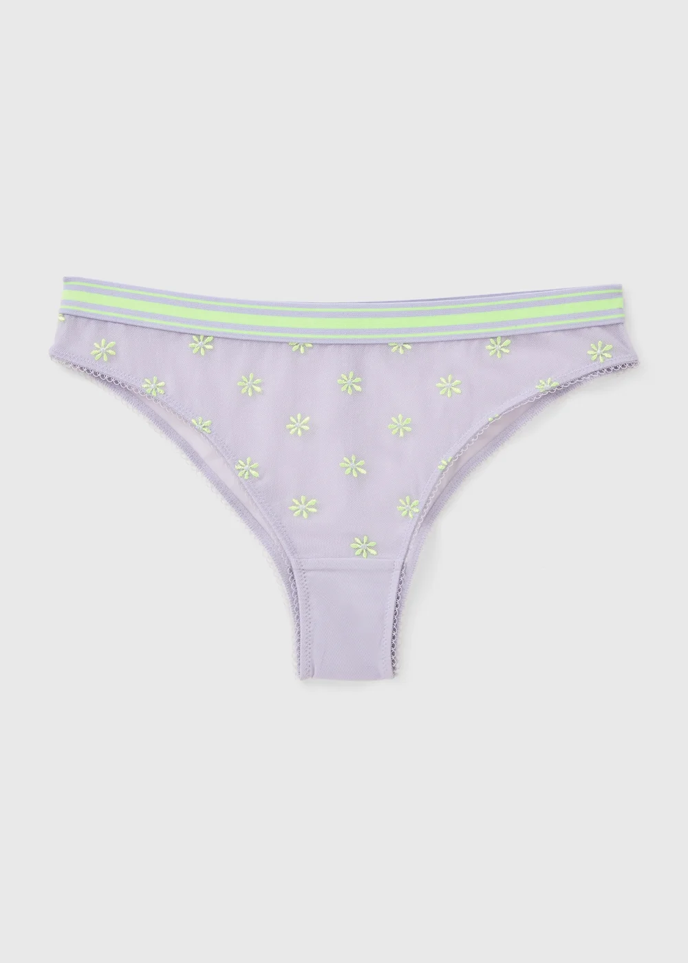 Blue Daisy Embroidered Mesh Brazilian Knickers - 20 Image 3