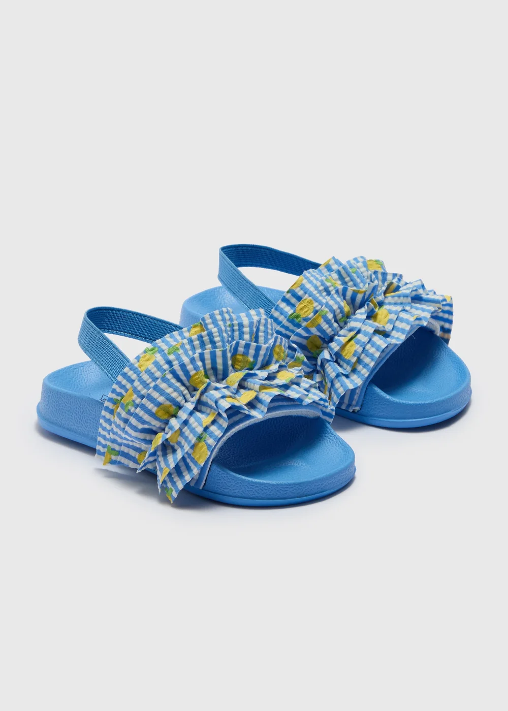 Girls Blue Lemon Frill Sliders (Younger 4-9) - Size 5 Infants Image 1