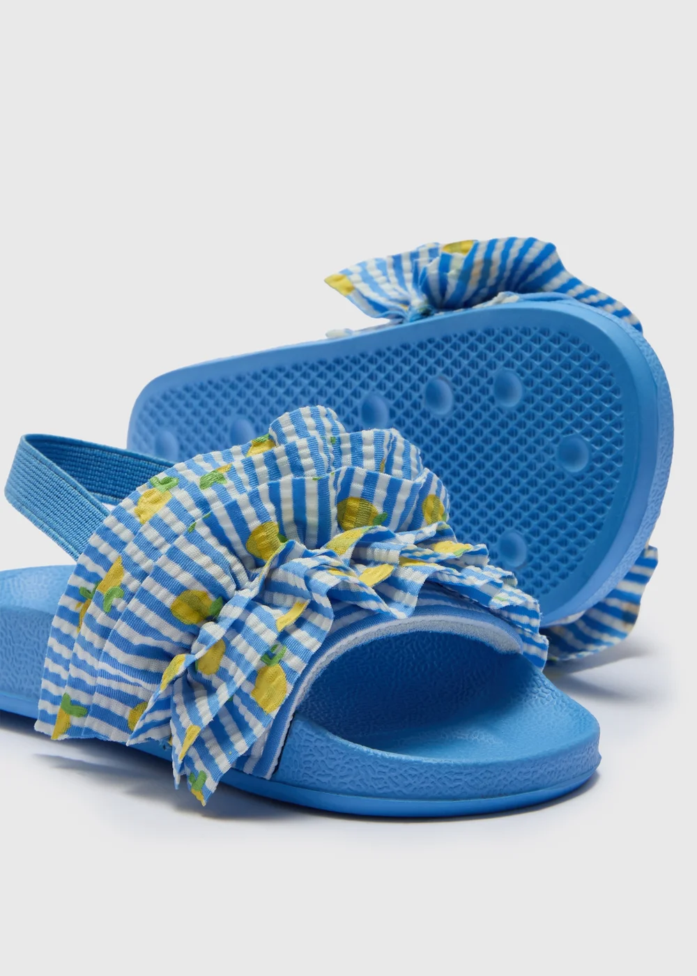 Girls Blue Lemon Frill Sliders (Younger 4-9) - Size 5 Infants Image 2
