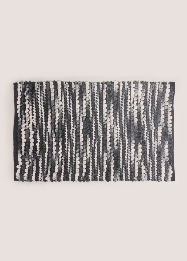 Black and White Marl Chenille Bath Mat