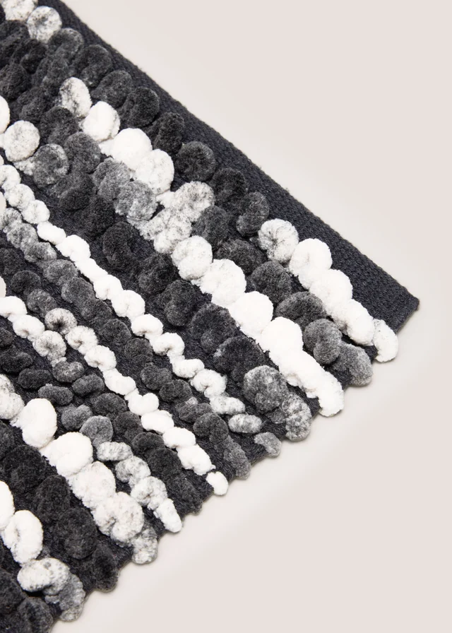 Black and White Marl Chenille Bath Mat