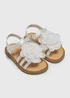 Girls White Flower Corsage Sandals (4-9yrs) - Size 4 Infants Image 1