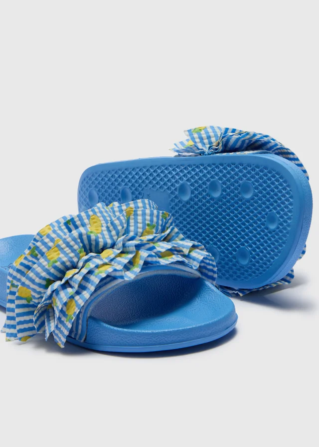 Girls Blue Lemon Frill Sliders (Younger 10-Older 5)