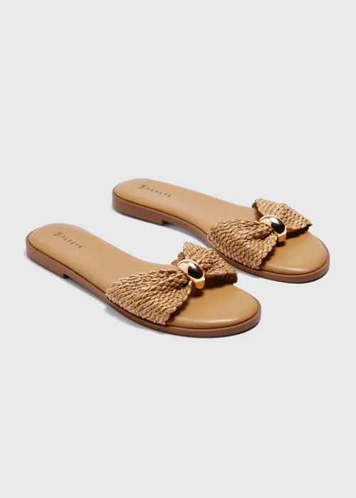 Natural Raffia Mule Sandals - 3 Image 1