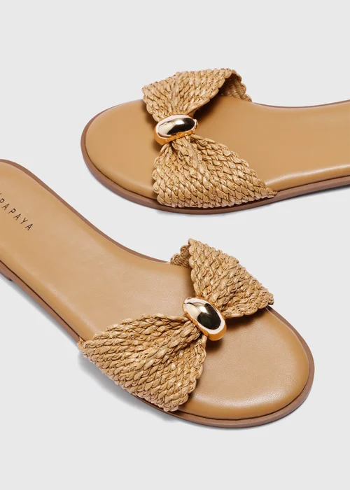 Natural Raffia Mule Sandals - 3 Image 2