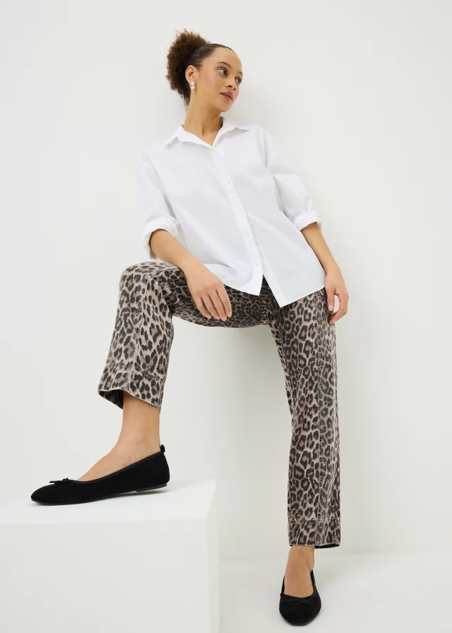 Brown Leopard Print Utility Jogging Bottoms
