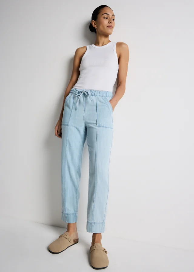 Light Blue Denim Utility Joggers