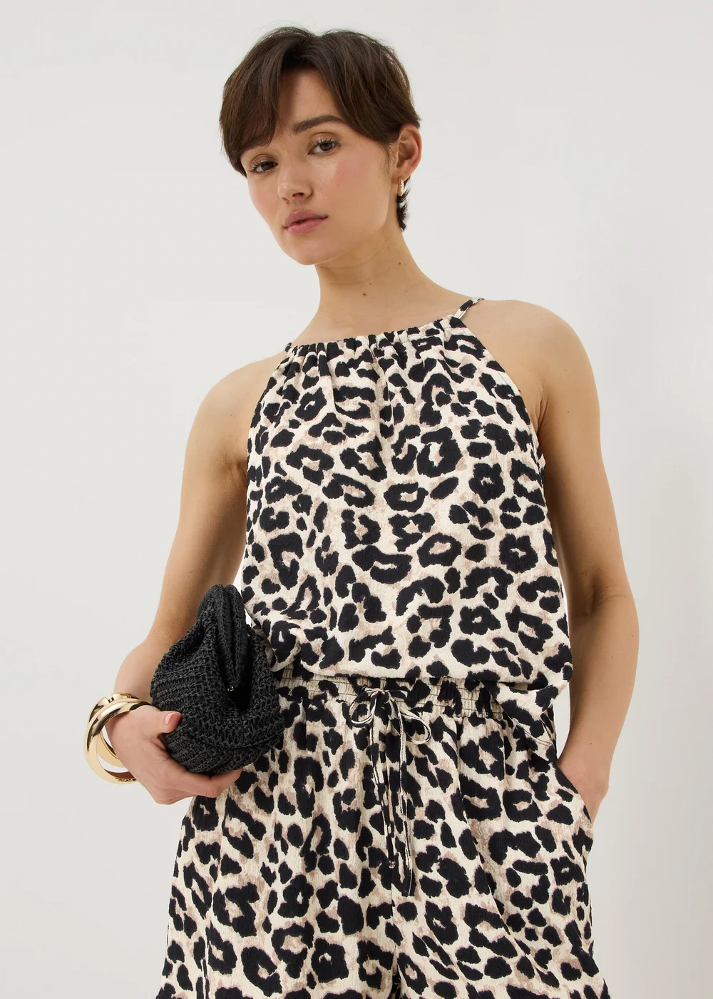 Brown Leopard Print Co Ord Cami Top - S Image 2