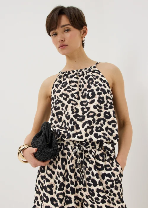 Brown Leopard Print Co Ord Cami Top - S Image 2