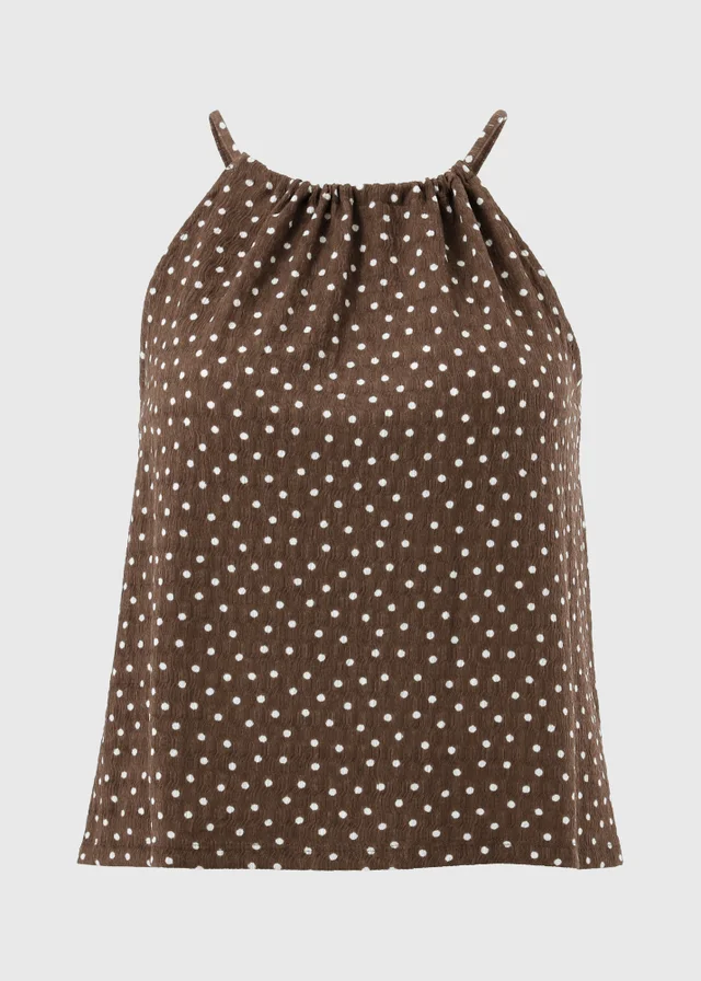 Chocolate Brown Polka Dot Co Ord Cami Top