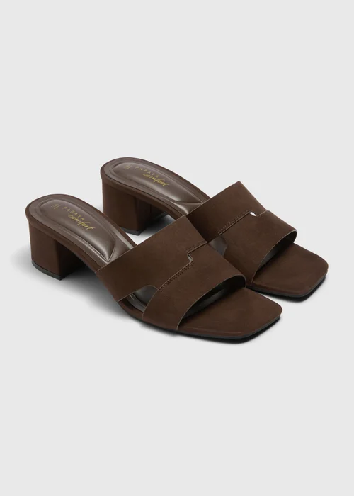 Chocolate Brown Mule Block Heels - 3 Image 1