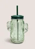 Cactus Glass Cup With Straw Image 1