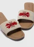 White Real Leather Lobster Beaded Mule Sandals - 3 Image 2