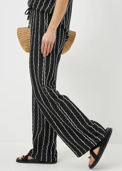 Black Stripe Jersey Wide Leg Co Ord Trousers - 18/L29 Image 2