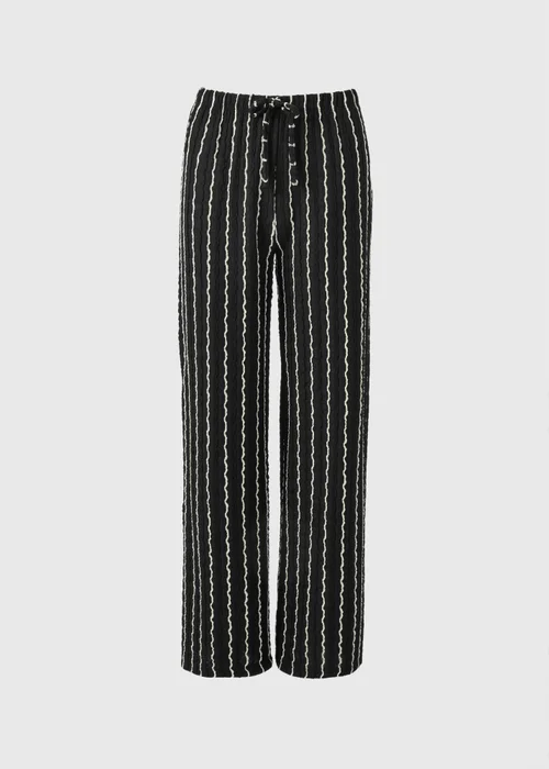 Black Stripe Jersey Wide Leg Co Ord Trousers - 18/L29 Image 4