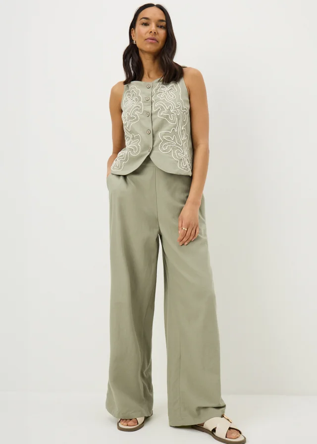 Sage Green Wide Leg Co Ord Trousers