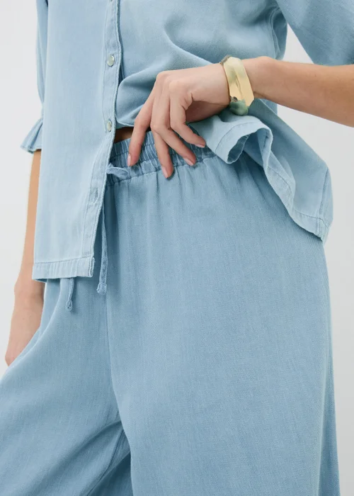 Blue Chambray Wide Leg Co Ord Trousers - 8/L31 Image 3