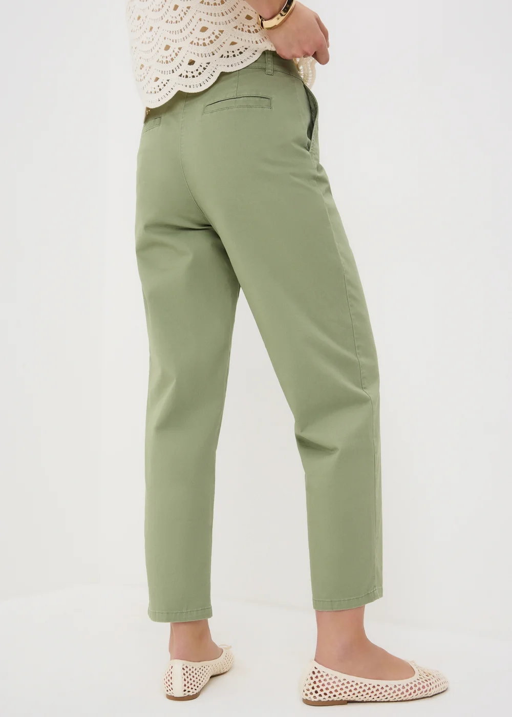 Khaki Tapered Leg Chinos - Size 8 Image 2