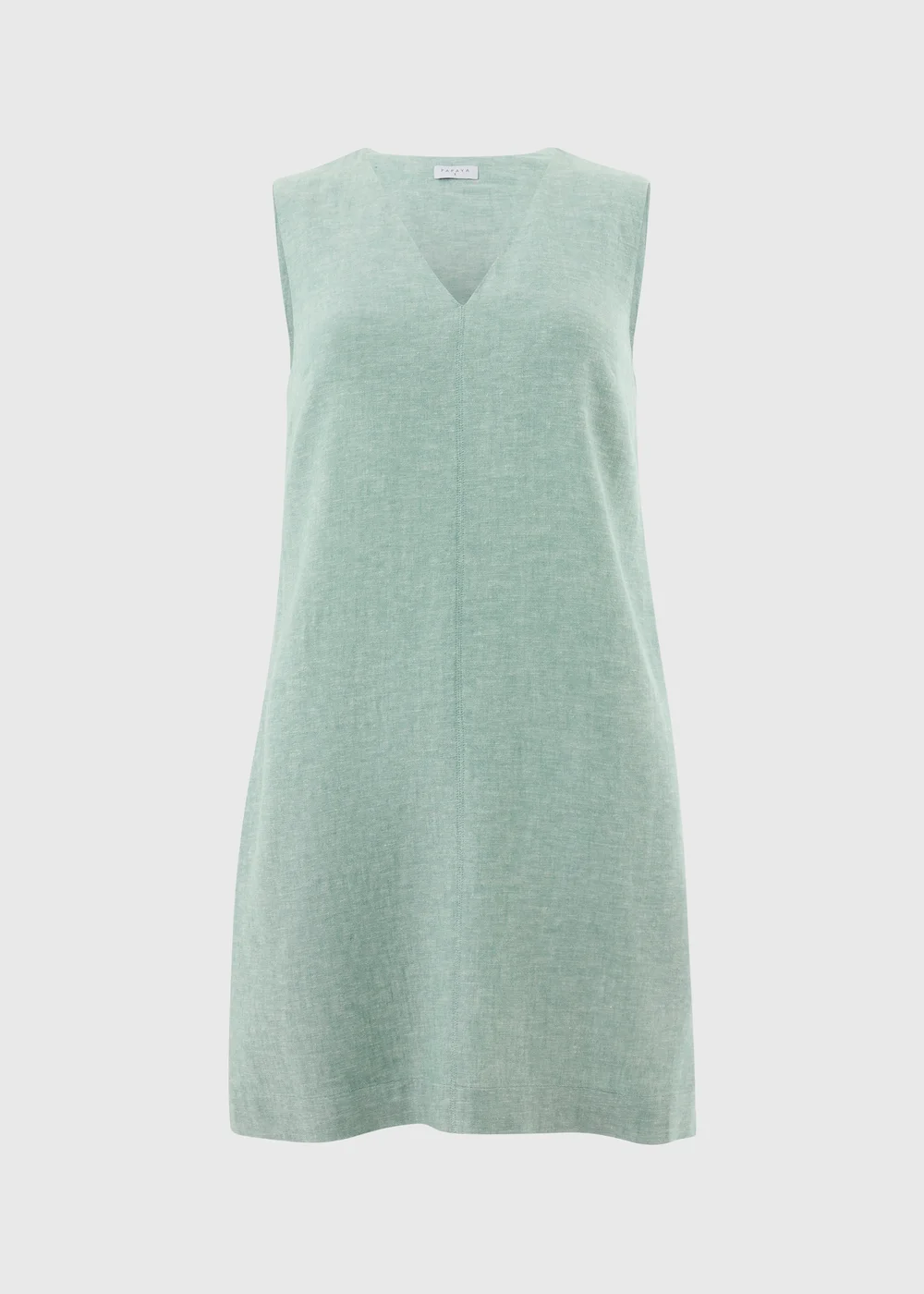 Teal V-Neck Linen Rich Mini Dress - 8 Image 4