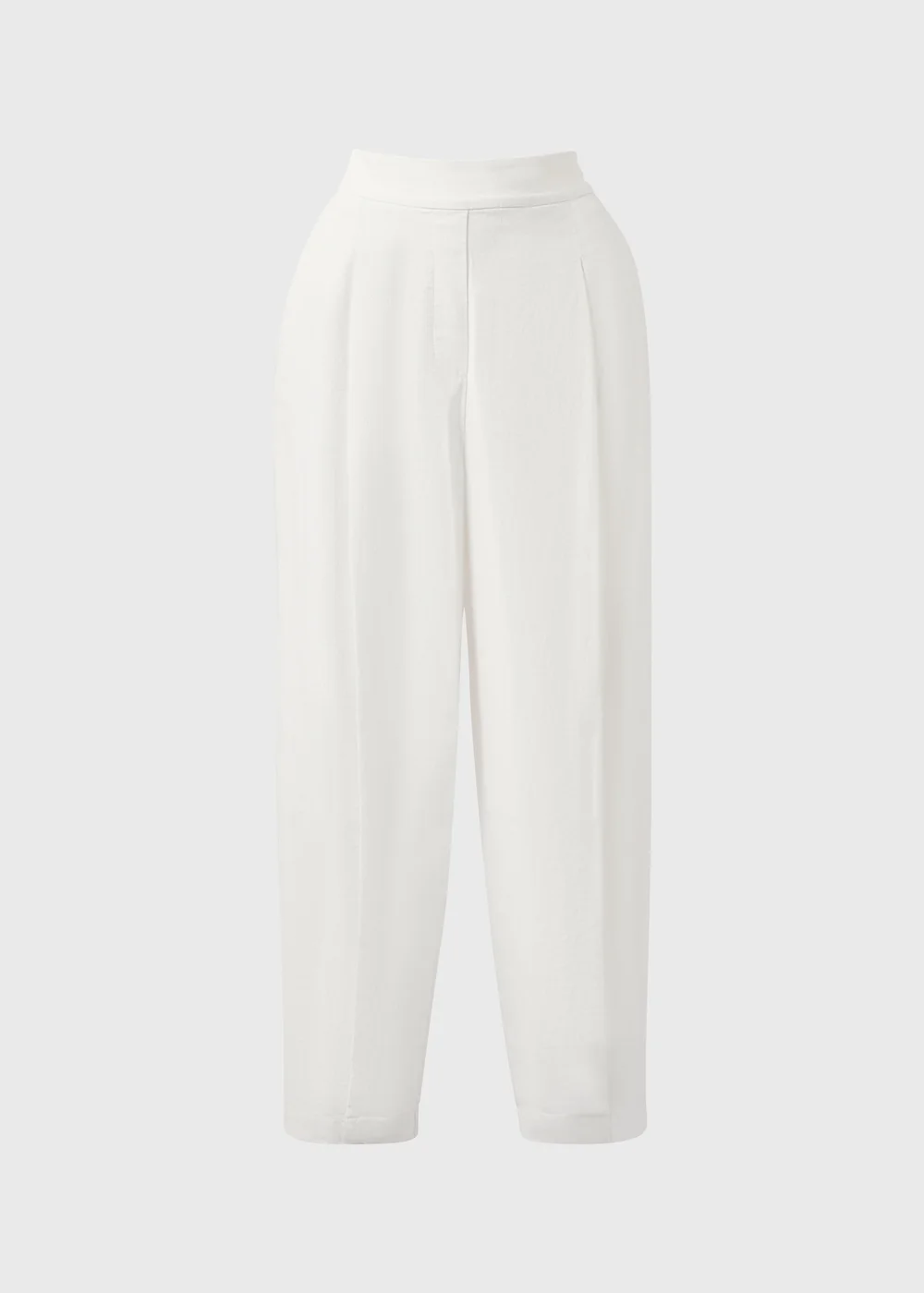 White Linen Blend High Waist Carrot Leg Trousers - 8 Image 4