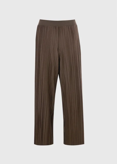Chocolate Brown Plisse Wide Leg Co Ord Trousers - 22/L29 Image 4