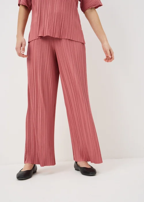 Pink Plisse Wide Leg Co Ord Trousers - 14/L29 Image 2