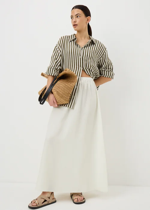 Cream Satin Drawstring Maxi Skirt - 22 Image 1