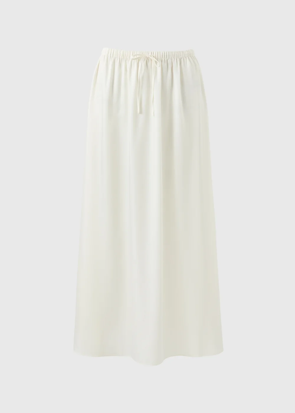 Cream Satin Drawstring Maxi Skirt - 22 Image 4