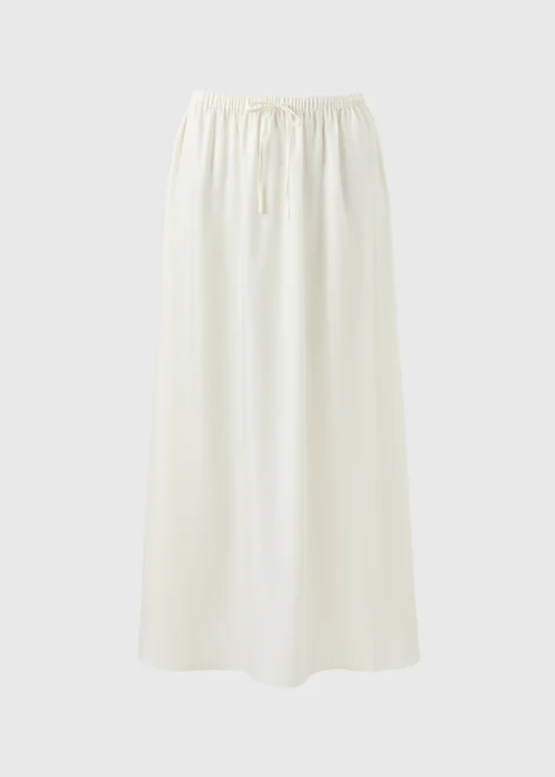 Cream Satin Drawstring Maxi Skirt - 22 Image 4