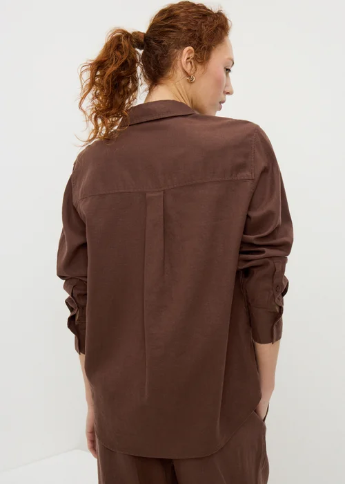 Chocolate Brown Linen Blend Co Ord Shirt - 8 Image 3