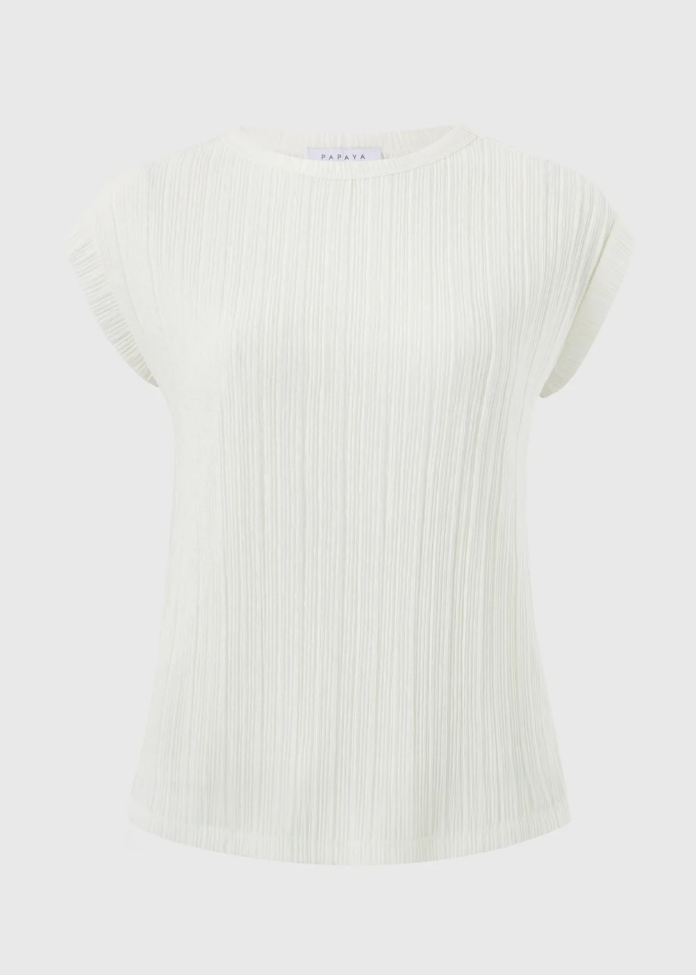 White Textured Cap Sleeve T-Shirt - 18 Image 4