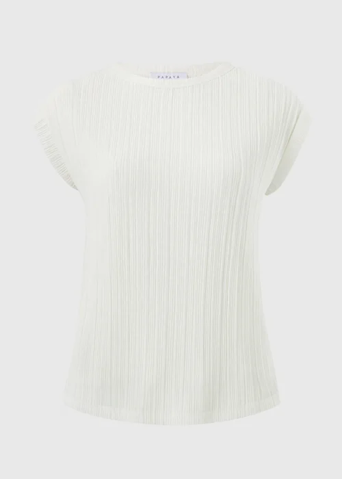White Textured Cap Sleeve T-Shirt - 18 Image 4