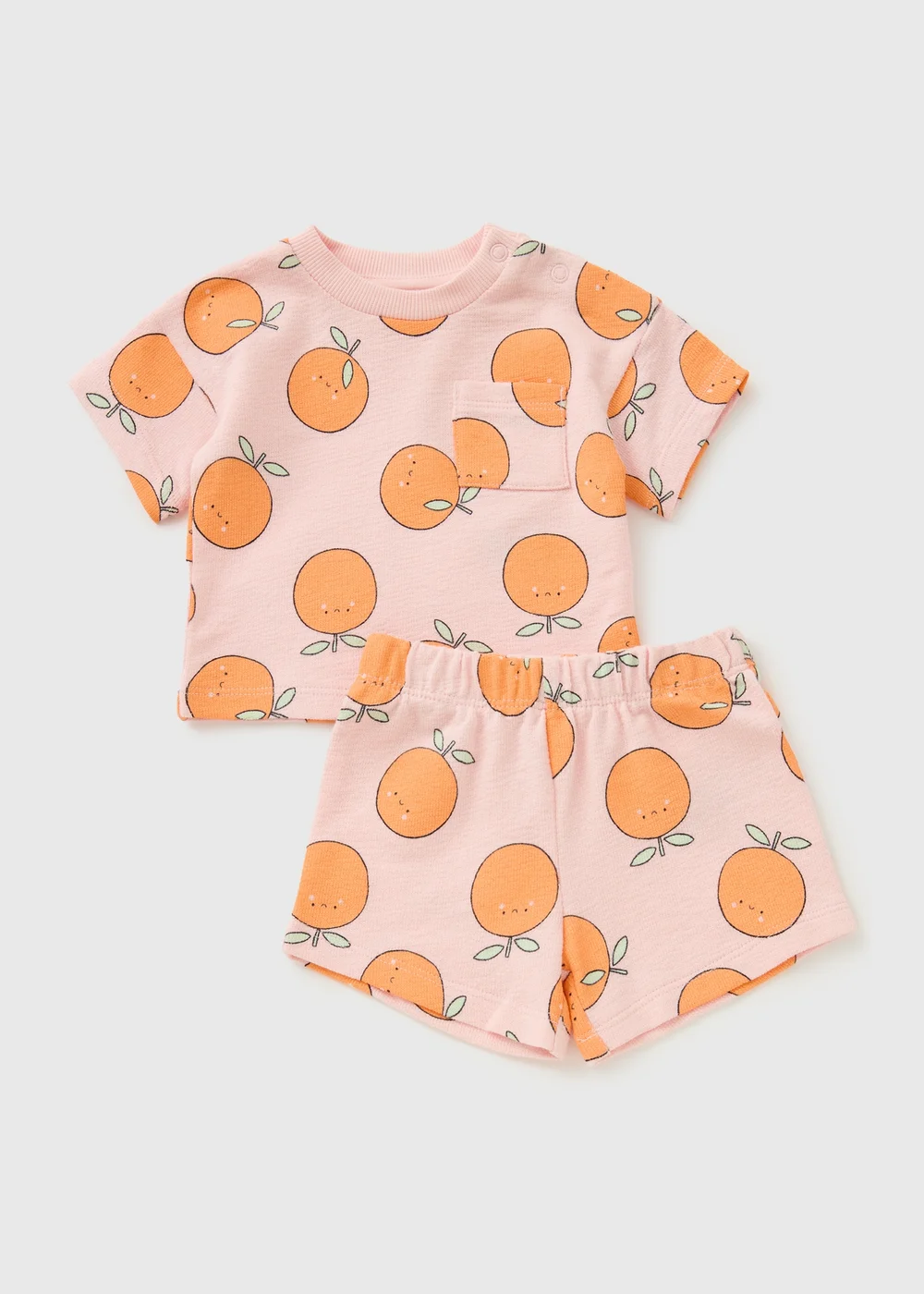 Baby Pink Peach Top & Short Set (Newborn-23mths) - 0-3 months Image 1