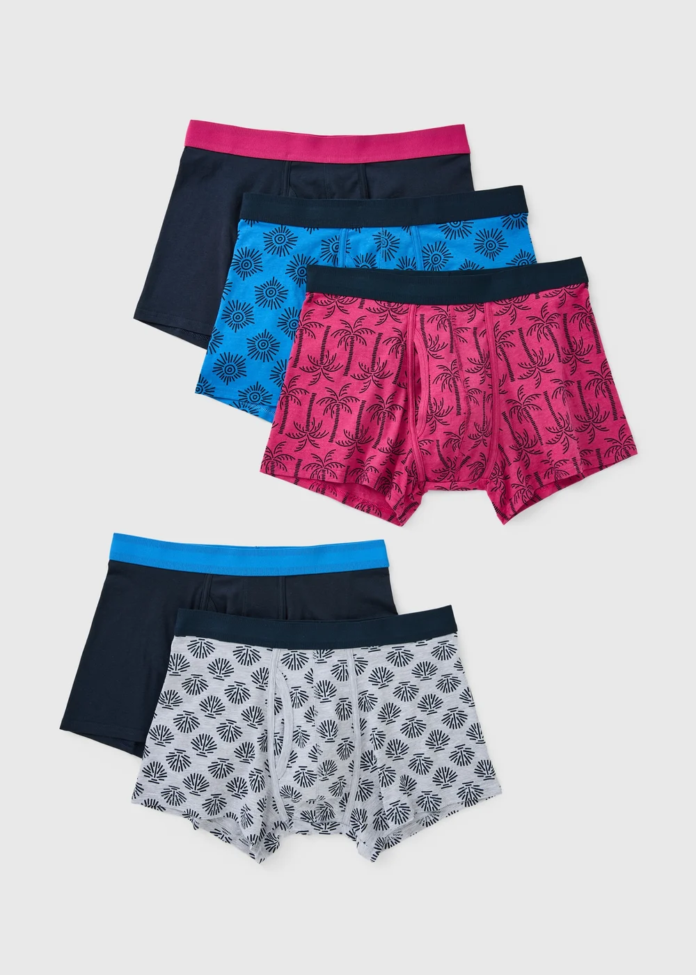 5 Pack Navy Tropical Trunks - S Image 1