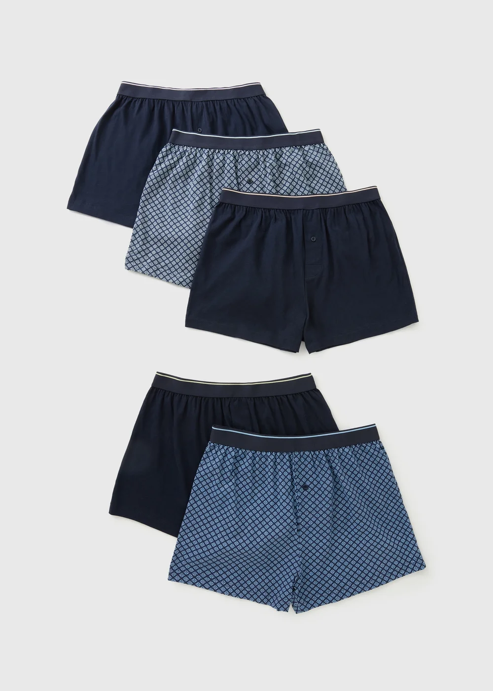 5 Pack Teal Geometric Loose Fit Boxers - S Image 1