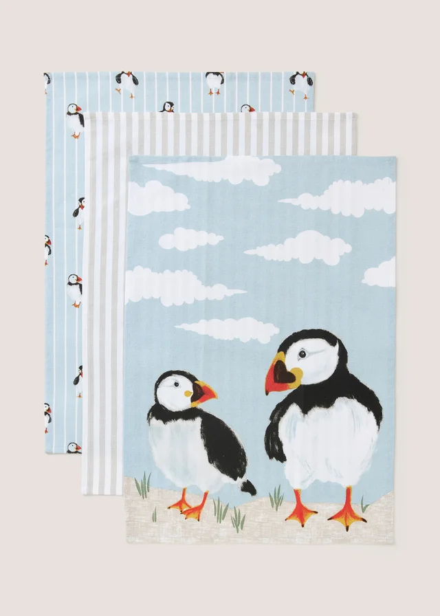 3 Pack Blue Sealife Animal Tea Towels