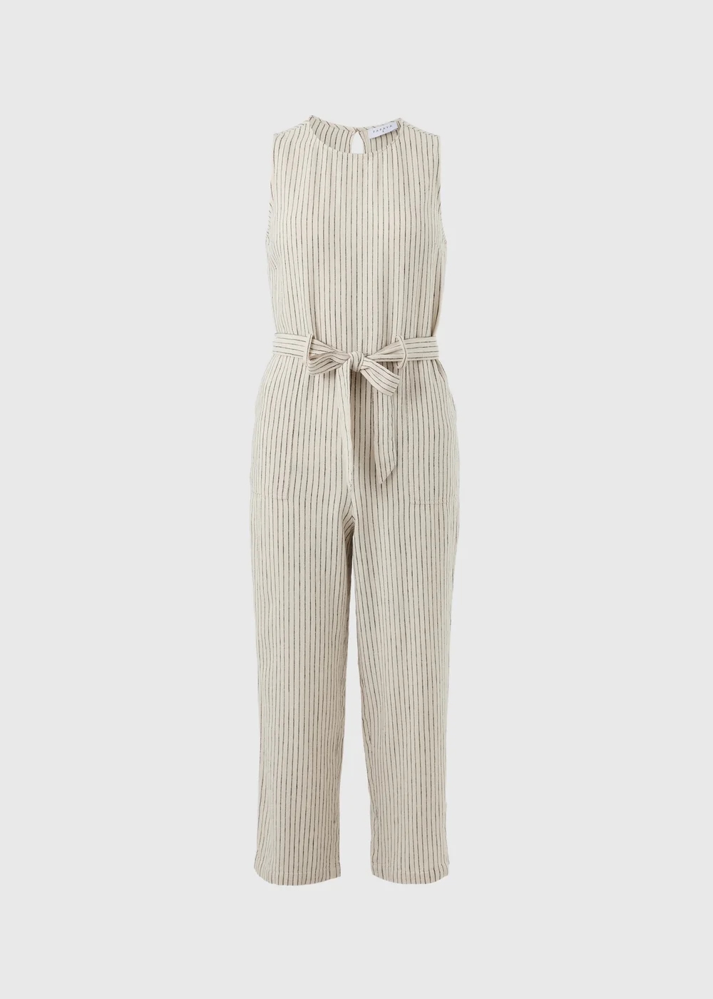 Stone Stripe Linen Blend Belted Jumpsuit - 10 Image 4