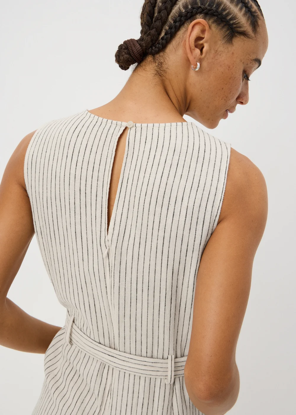 Stone Stripe Linen Blend Belted Jumpsuit - 10 Image 3