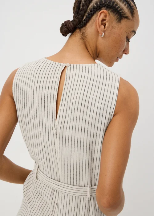 Stone Stripe Linen Blend Belted Jumpsuit - 10 Image 3
