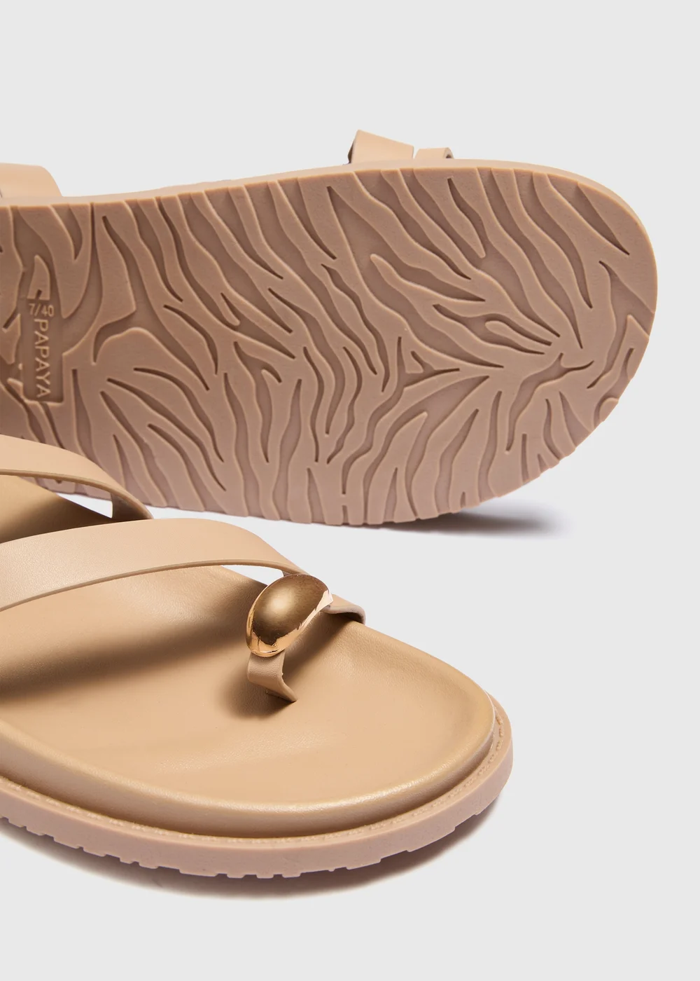 Taupe Toe Loop Sandals - 3 Image 2